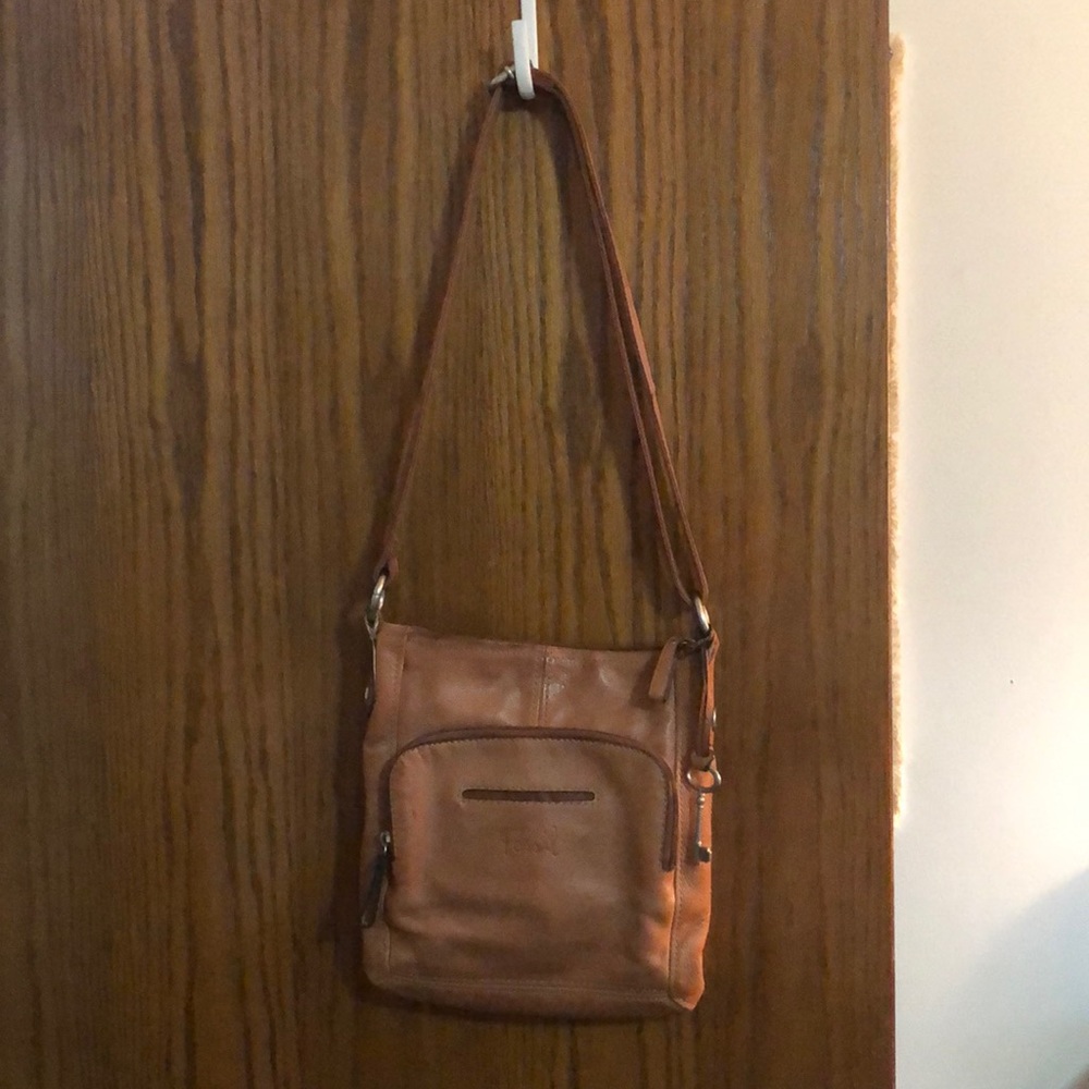 Fossil tan leather caramel Crossbody purse